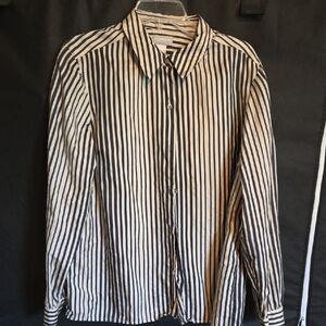 Black and White Striped Silk  Liz Claiborme Womens Blouse